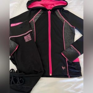 Girls Justice Dri-Fit Full Zip Hoodie & Capri Leggings Youth Size 10
